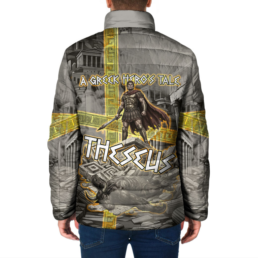 Theseus In The Heart Of The Labyrinth Padded Jacket Ancient Greek Mythology Minotaur Warrior Battle Art