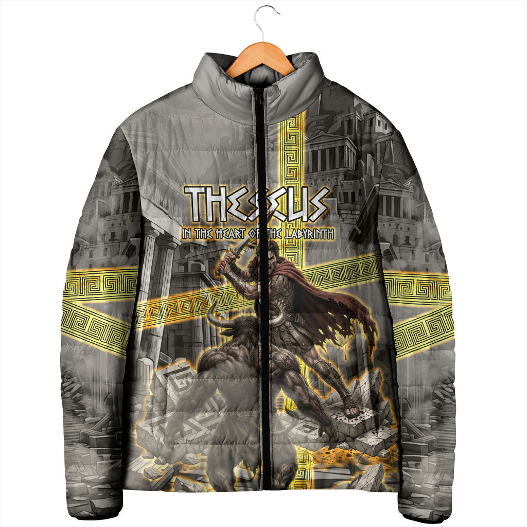 Theseus In The Heart Of The Labyrinth Padded Jacket Ancient Greek Mythology Minotaur Warrior Battle Art