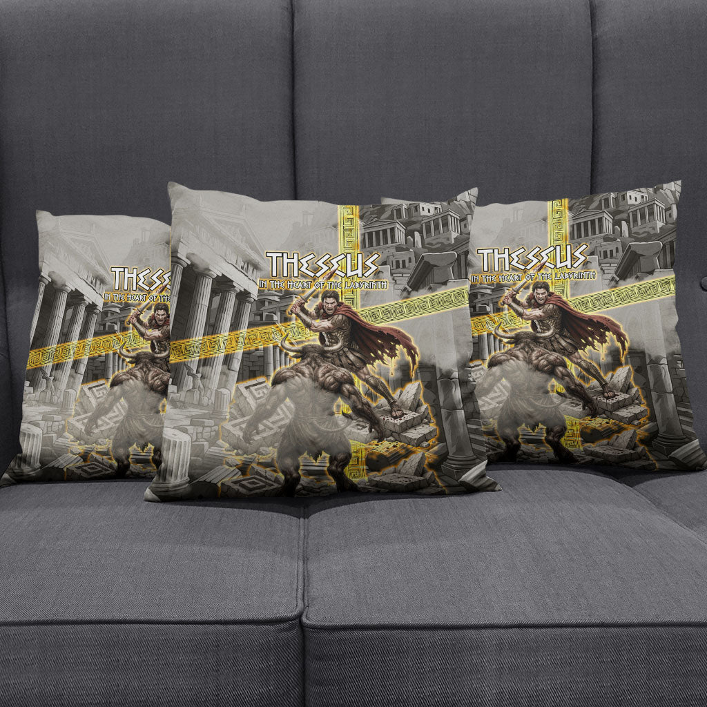 Theseus In The Heart Of The Labyrinth Pillow Cover Ancient Greek Mythology Minotaur Warrior Battle Art