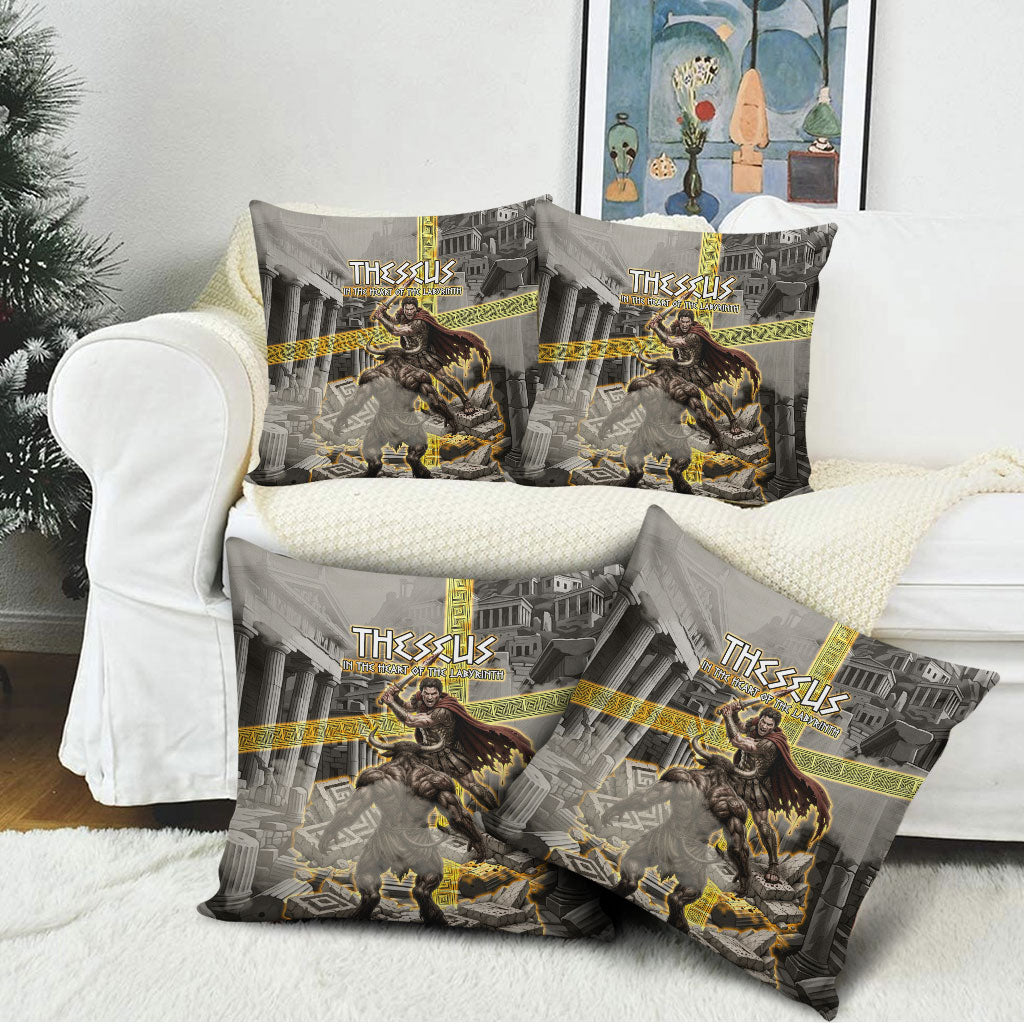 Theseus In The Heart Of The Labyrinth Pillow Cover Ancient Greek Mythology Minotaur Warrior Battle Art