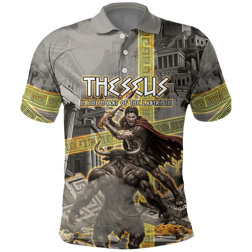 Theseus In The Heart Of The Labyrinth Polo Shirt Ancient Greek Mythology Minotaur Warrior Battle Art