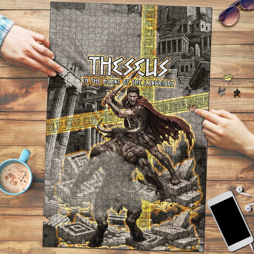 Theseus In The Heart Of The Labyrinth Puzzle Ancient Greek Mythology Minotaur Warrior Battle Art
