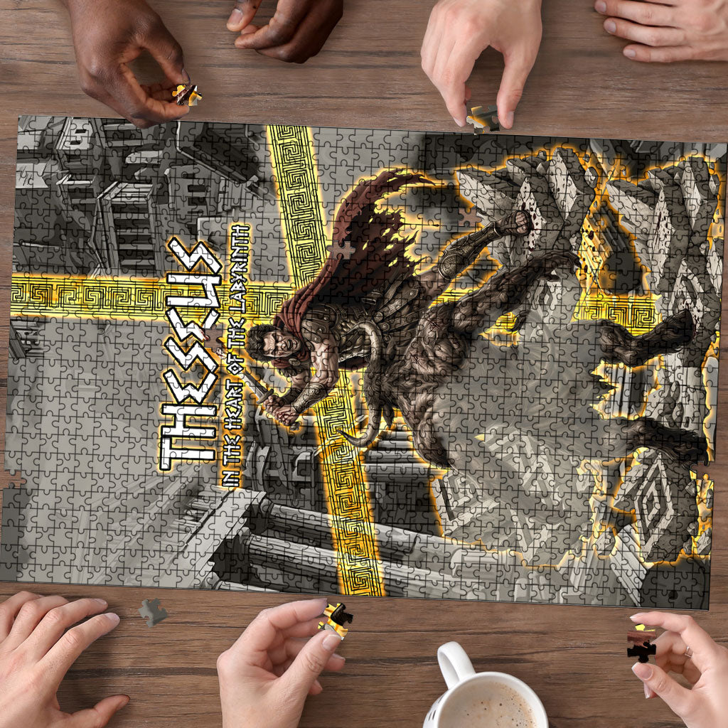 Theseus In The Heart Of The Labyrinth Puzzle Ancient Greek Mythology Minotaur Warrior Battle Art