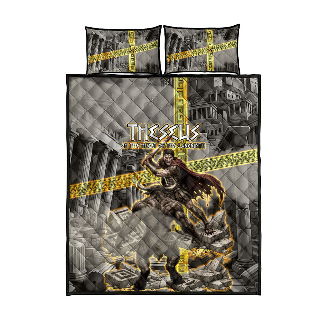 Theseus In The Heart Of The Labyrinth Quilt Bed Set Ancient Greek Mythology Minotaur Warrior Battle Art