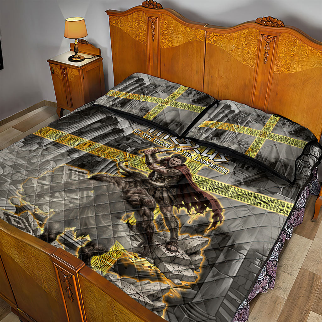 Theseus In The Heart Of The Labyrinth Quilt Bed Set Ancient Greek Mythology Minotaur Warrior Battle Art