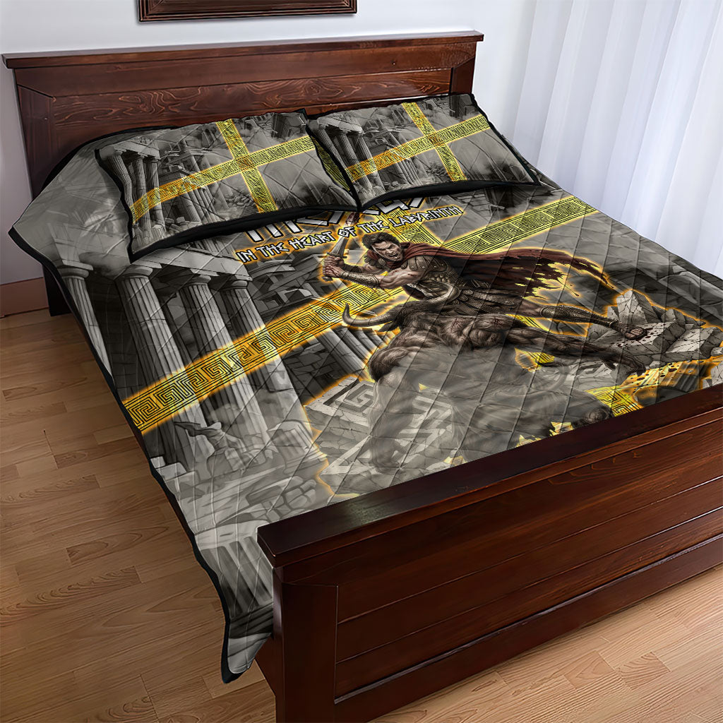 Theseus In The Heart Of The Labyrinth Quilt Bed Set Ancient Greek Mythology Minotaur Warrior Battle Art