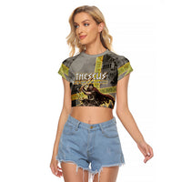 Theseus In The Heart Of The Labyrinth Raglan Cropped T Shirt Ancient Greek Mythology Minotaur Warrior Battle Art