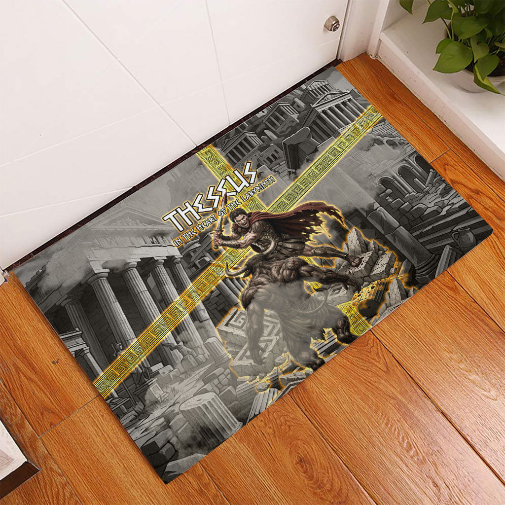 Theseus In The Heart Of The Labyrinth Rubber Doormat Ancient Greek Mythology Minotaur Warrior Battle Art
