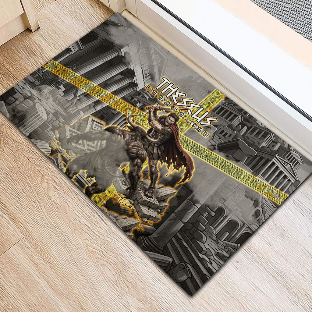 Theseus In The Heart Of The Labyrinth Rubber Doormat Ancient Greek Mythology Minotaur Warrior Battle Art