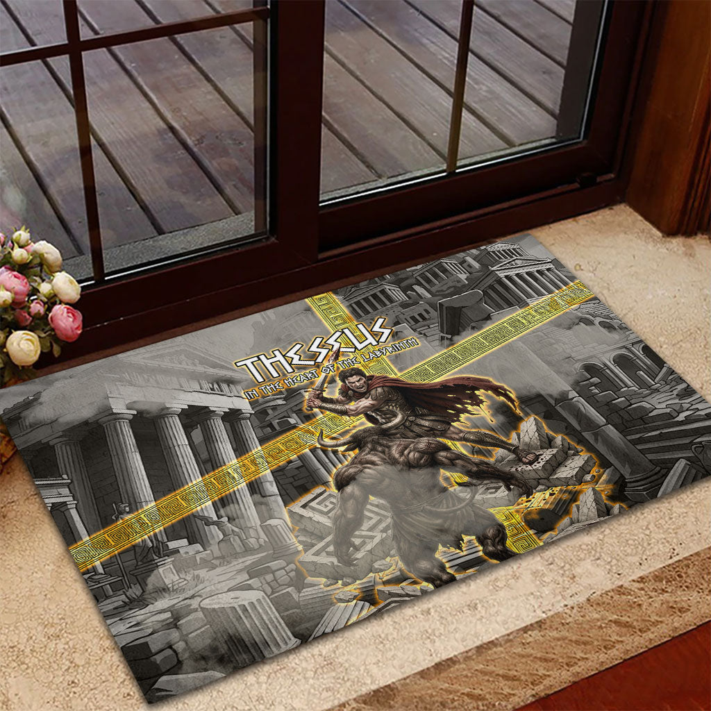 Theseus In The Heart Of The Labyrinth Rubber Doormat Ancient Greek Mythology Minotaur Warrior Battle Art