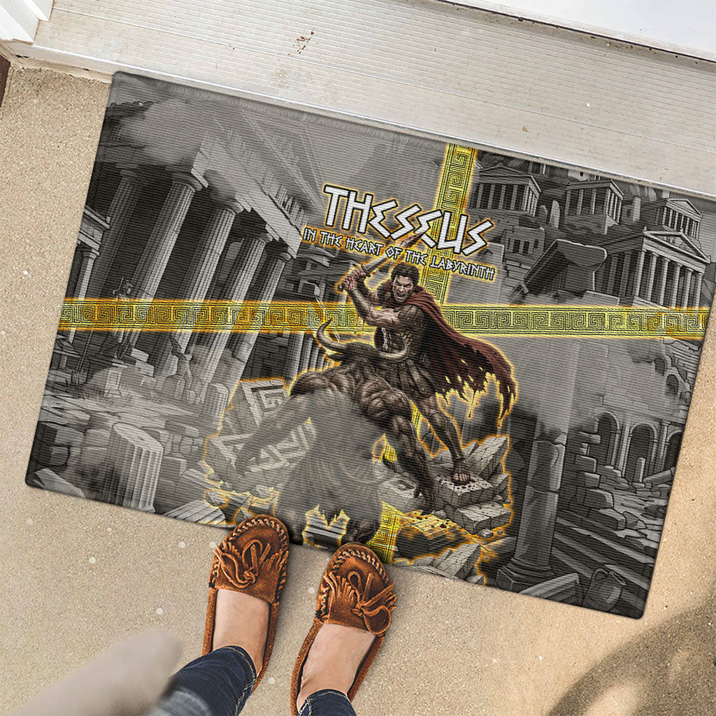 Theseus In The Heart Of The Labyrinth Rubber Doormat Ancient Greek Mythology Minotaur Warrior Battle Art
