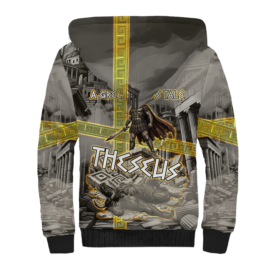 Theseus In The Heart Of The Labyrinth Sherpa Hoodie Ancient Greek Mythology Minotaur Warrior Battle Art