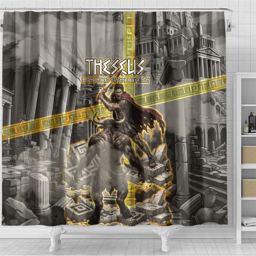Theseus In The Heart Of The Labyrinth Shower Curtain Ancient Greek Mythology Minotaur Warrior Battle Art