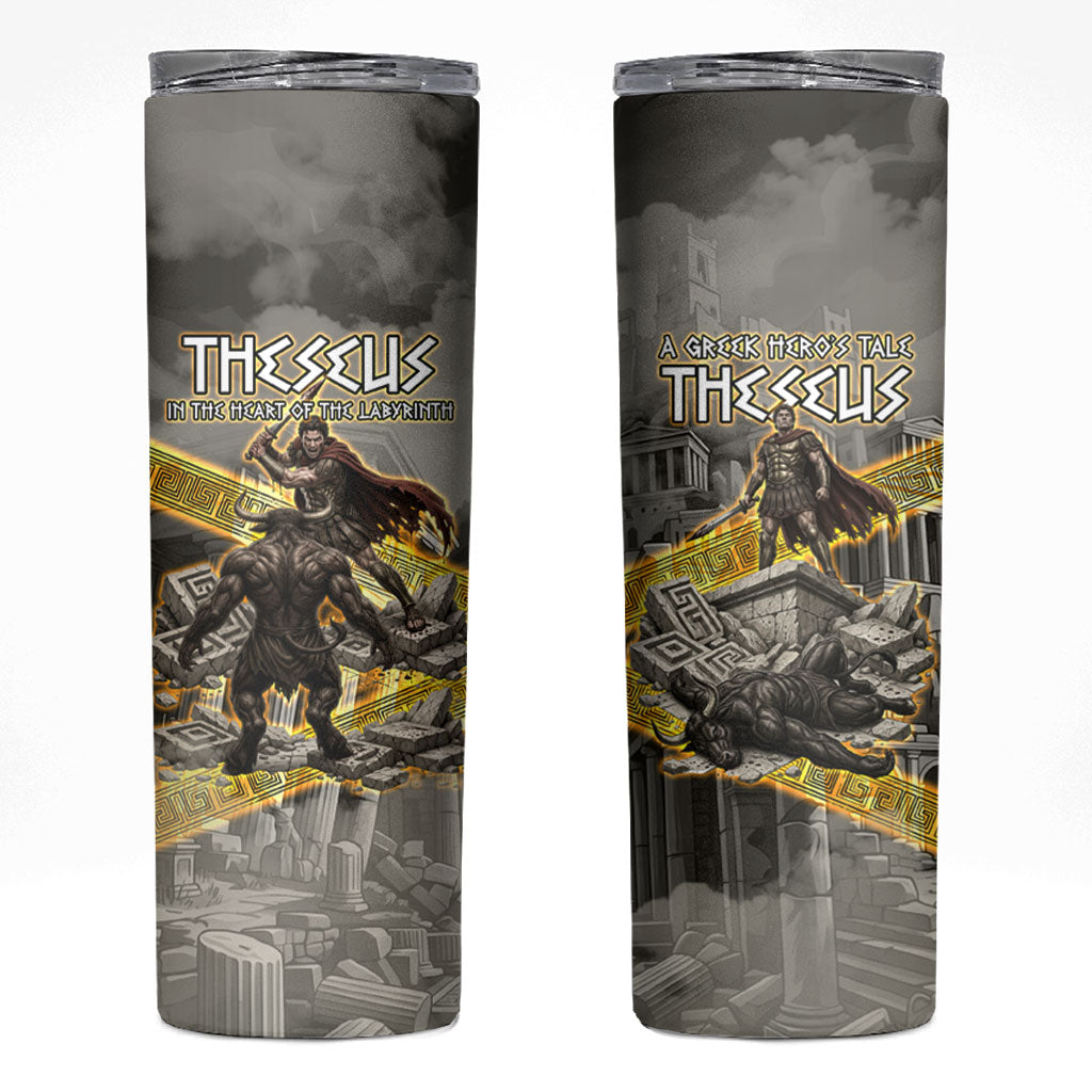 Theseus In The Heart Of The Labyrinth Skinny Tumbler Ancient Greek Mythology Minotaur Warrior Battle Art
