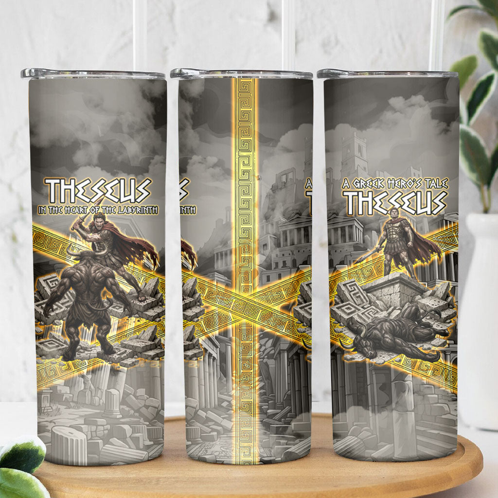 Theseus In The Heart Of The Labyrinth Skinny Tumbler Ancient Greek Mythology Minotaur Warrior Battle Art