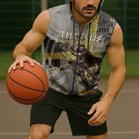 Theseus In The Heart Of The Labyrinth Sleeveless Zip Hoodie Ancient Greek Mythology Minotaur Warrior Battle Art