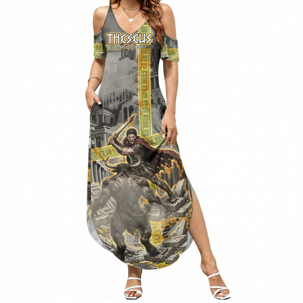 Theseus In The Heart Of The Labyrinth Summer Maxi Dress Ancient Greek Mythology Minotaur Warrior Battle Art