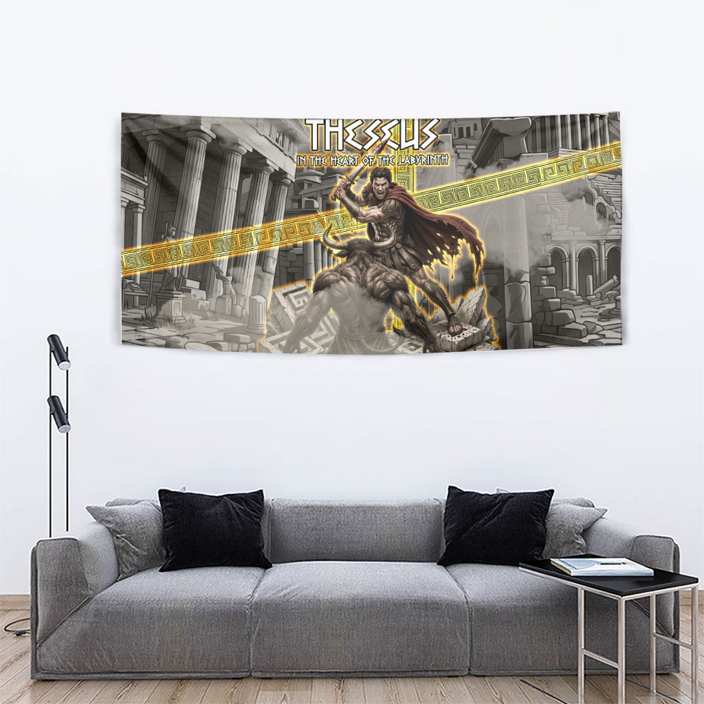 Theseus In The Heart Of The Labyrinth Tapestry Ancient Greek Mythology Minotaur Warrior Battle Art