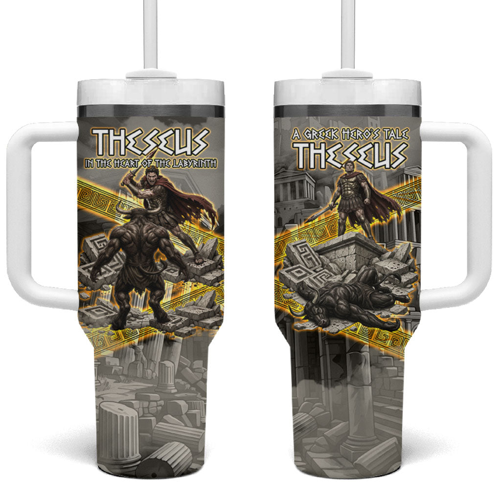 Theseus In The Heart Of The Labyrinth Tumbler With Handle Ancient Greek Mythology Minotaur Warrior Battle Art