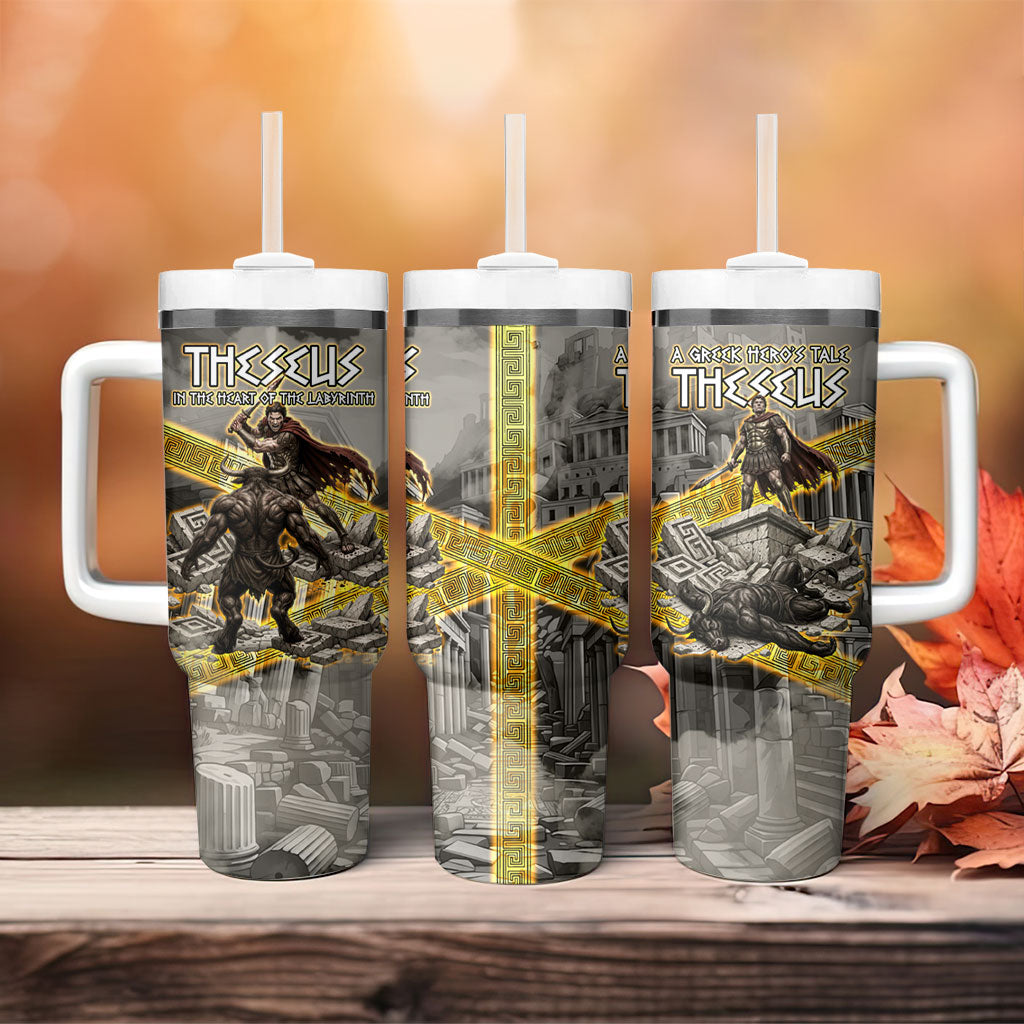 Theseus In The Heart Of The Labyrinth Tumbler With Handle Ancient Greek Mythology Minotaur Warrior Battle Art