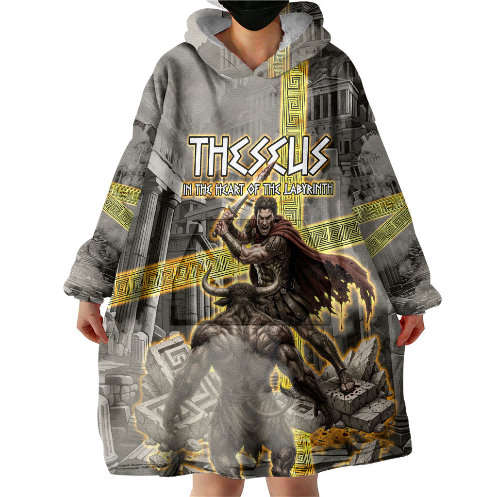 Theseus In The Heart Of The Labyrinth Wearable Blanket Hoodie Ancient Greek Mythology Minotaur Warrior Battle Art