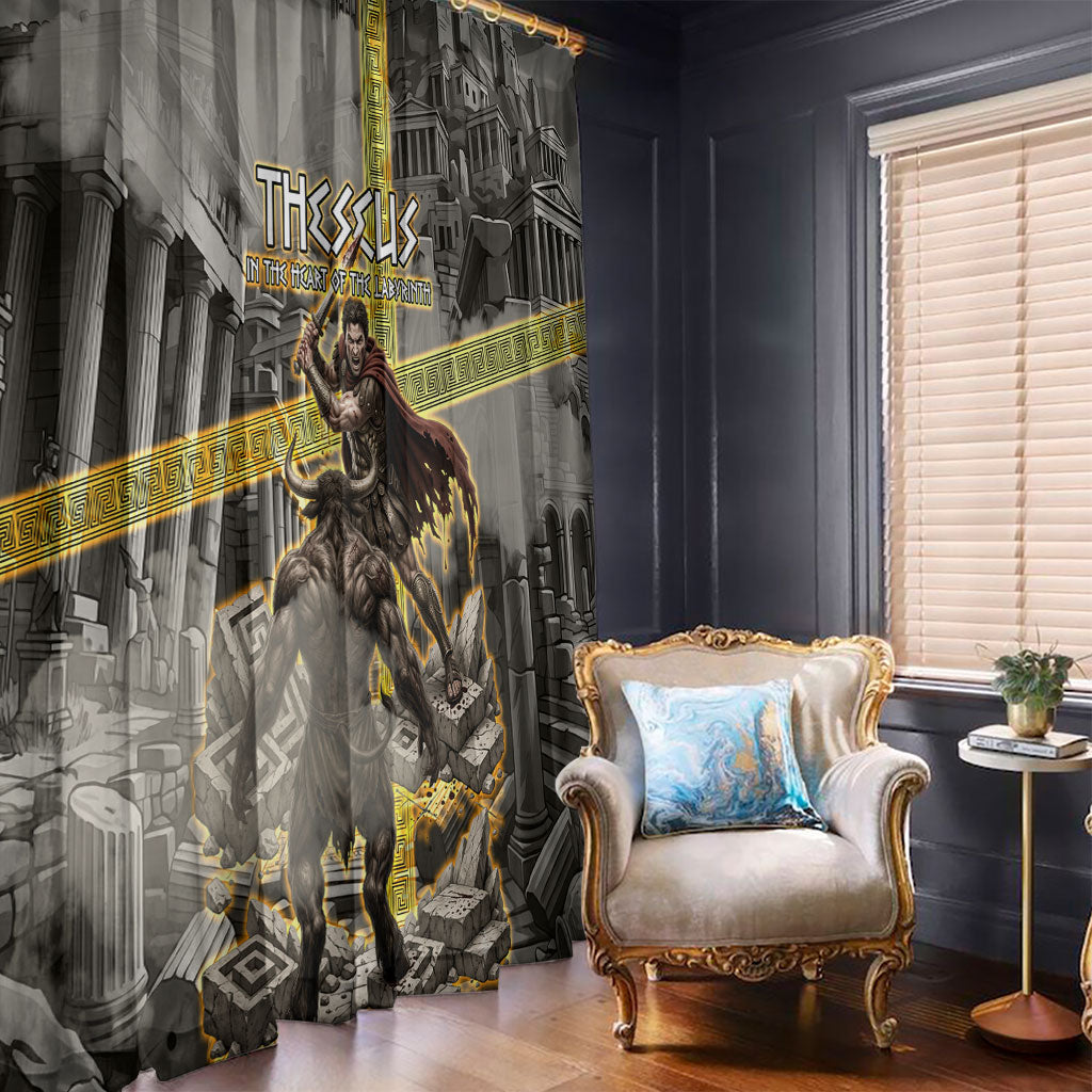 Theseus In The Heart Of The Labyrinth Window Curtain Ancient Greek Mythology Minotaur Warrior Battle Art