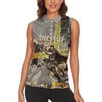 Theseus In The Heart Of The Labyrinth Women Sleeveless Polo Shirt Ancient Greek Mythology Minotaur Warrior Battle Art