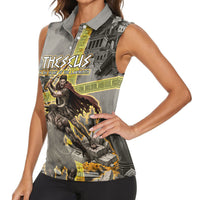 Theseus In The Heart Of The Labyrinth Women Sleeveless Polo Shirt Ancient Greek Mythology Minotaur Warrior Battle Art