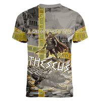 Theseus In The Heart Of The Labyrinth Women V-Neck T-Shirt Ancient Greek Mythology Minotaur Warrior Battle Art