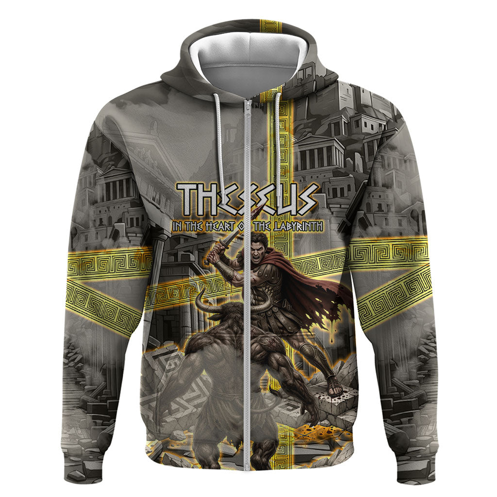Theseus In The Heart Of The Labyrinth Zip Hoodie Ancient Greek Mythology Minotaur Warrior Battle Art