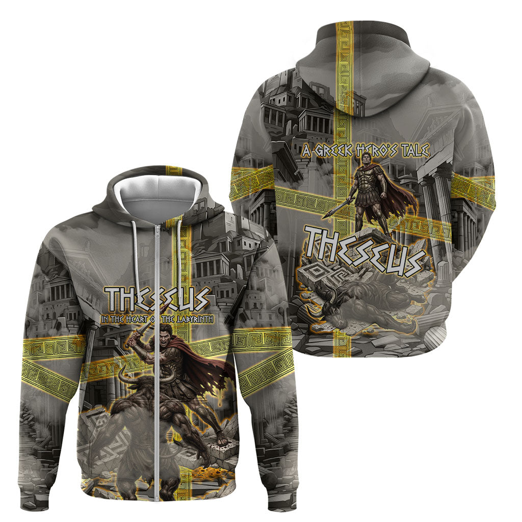 Theseus In The Heart Of The Labyrinth Zip Hoodie Ancient Greek Mythology Minotaur Warrior Battle Art