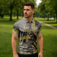 Theseus In The Heart Of The Labyrinth Zipper Polo Shirt Ancient Greek Mythology Minotaur Warrior Battle Art