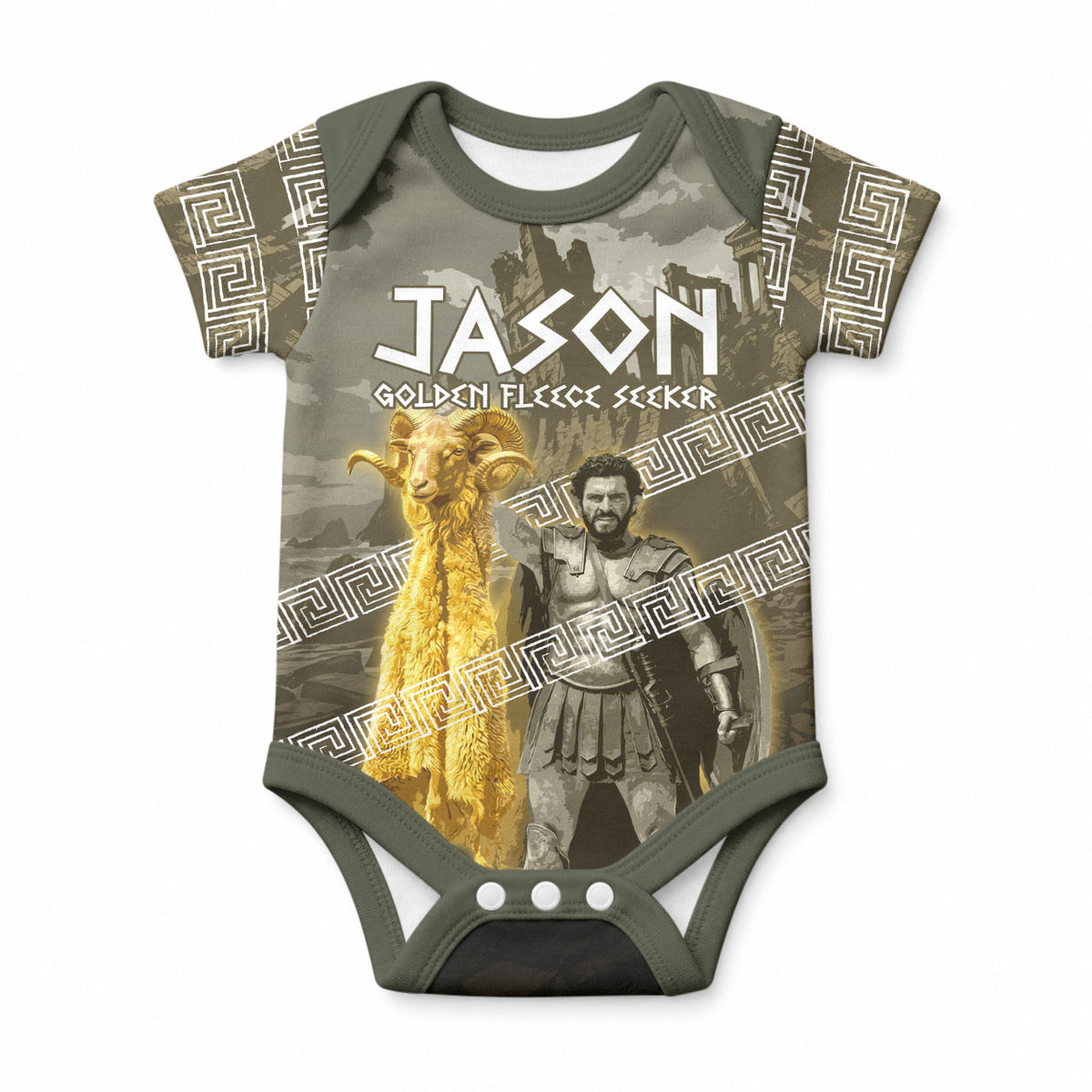 Jason Golden Fleece Seeker Baby Onesie Ancient Greek Mythology Heroic Warrior Dragon Battle