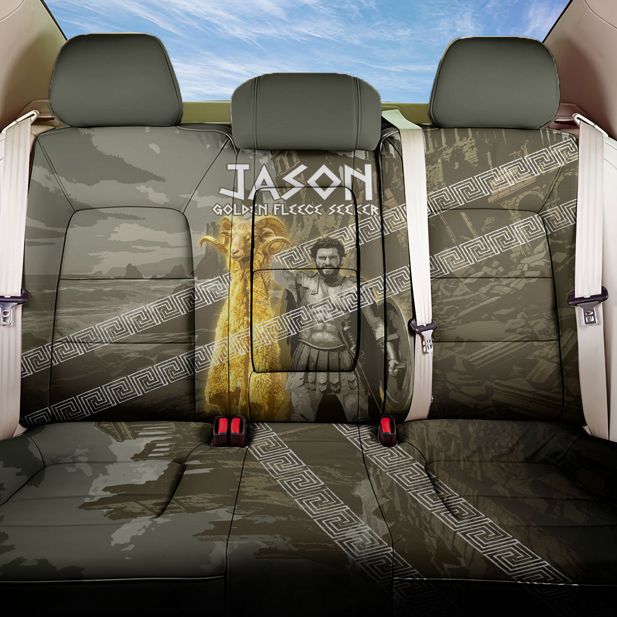 Jason Golden Fleece Seeker Back Car Seat Cover Ancient Greek Mythology Heroic Warrior Dragon Battle