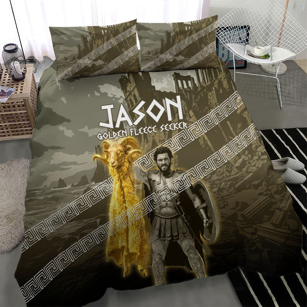 Jason Golden Fleece Seeker Bedding Set Ancient Greek Mythology Heroic Warrior Dragon Battle