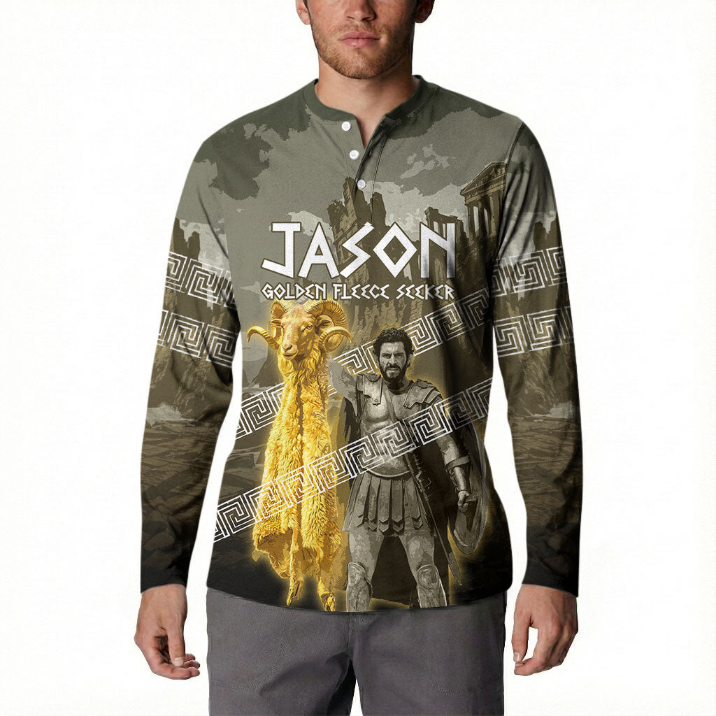 Jason Golden Fleece Seeker Button Sweatshirt Ancient Greek Mythology Heroic Warrior Dragon Battle