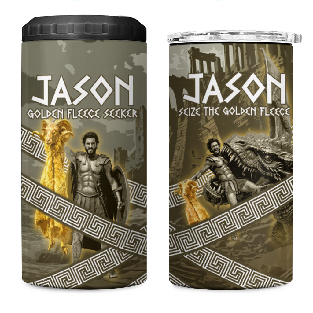 Jason Golden Fleece Seeker 4 in 1 Can Cooler Tumbler Ancient Greek Mythology Heroic Warrior Dragon Battle