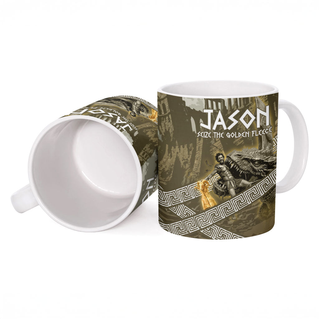 Jason Golden Fleece Seeker Ceramic Mug Ancient Greek Mythology Heroic Warrior Dragon Battle