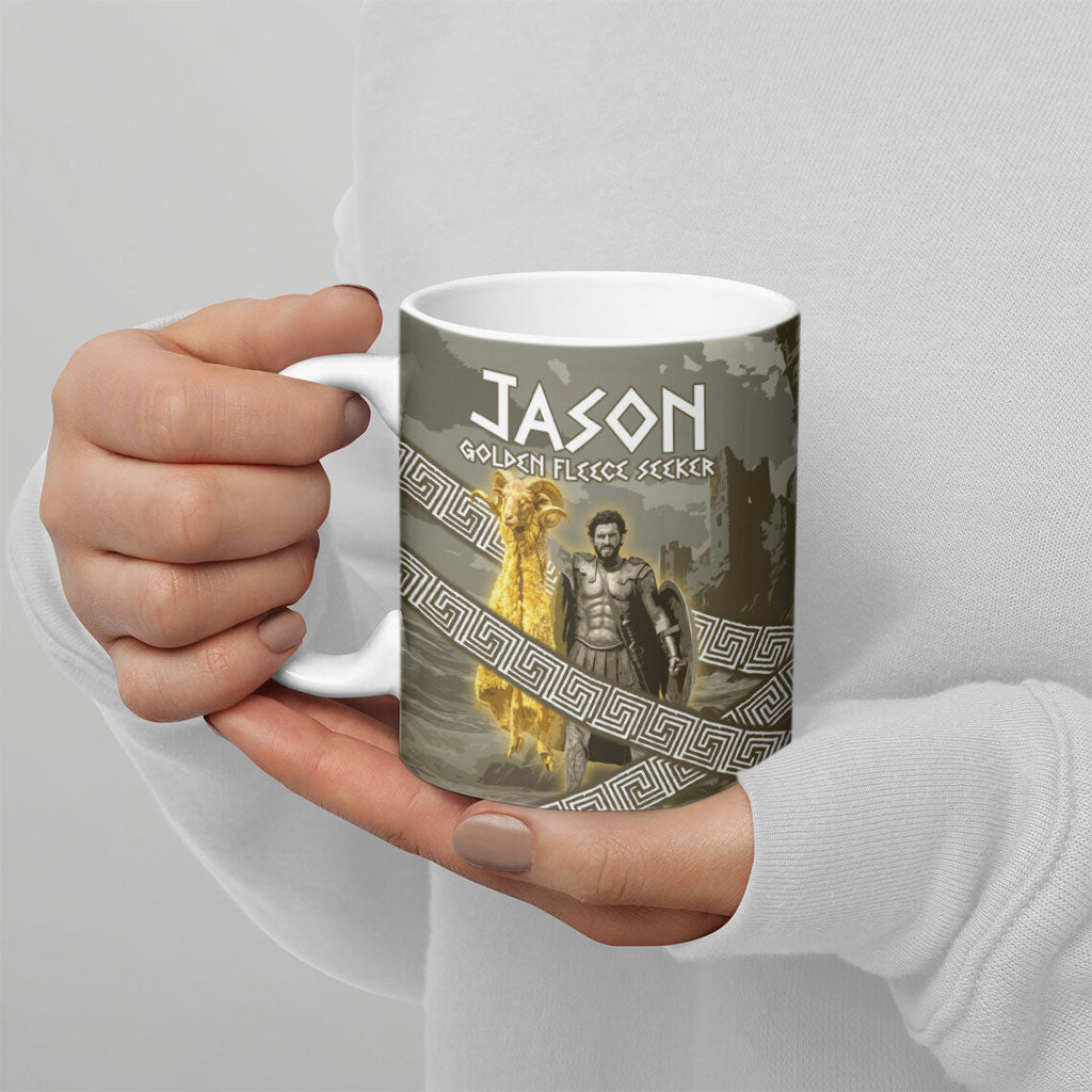 Jason Golden Fleece Seeker Ceramic Mug Ancient Greek Mythology Heroic Warrior Dragon Battle