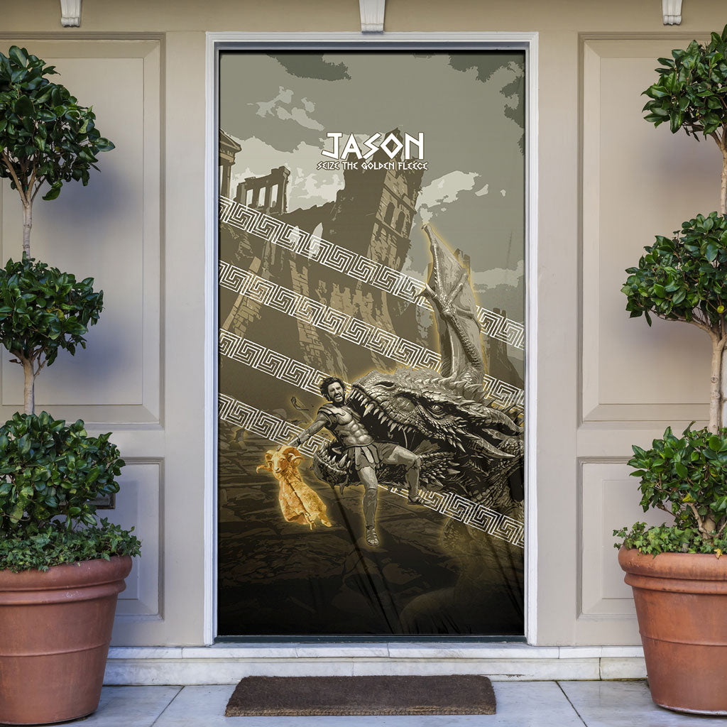 Jason Golden Fleece Seeker Door Cover Ancient Greek Mythology Heroic Warrior Dragon Battle