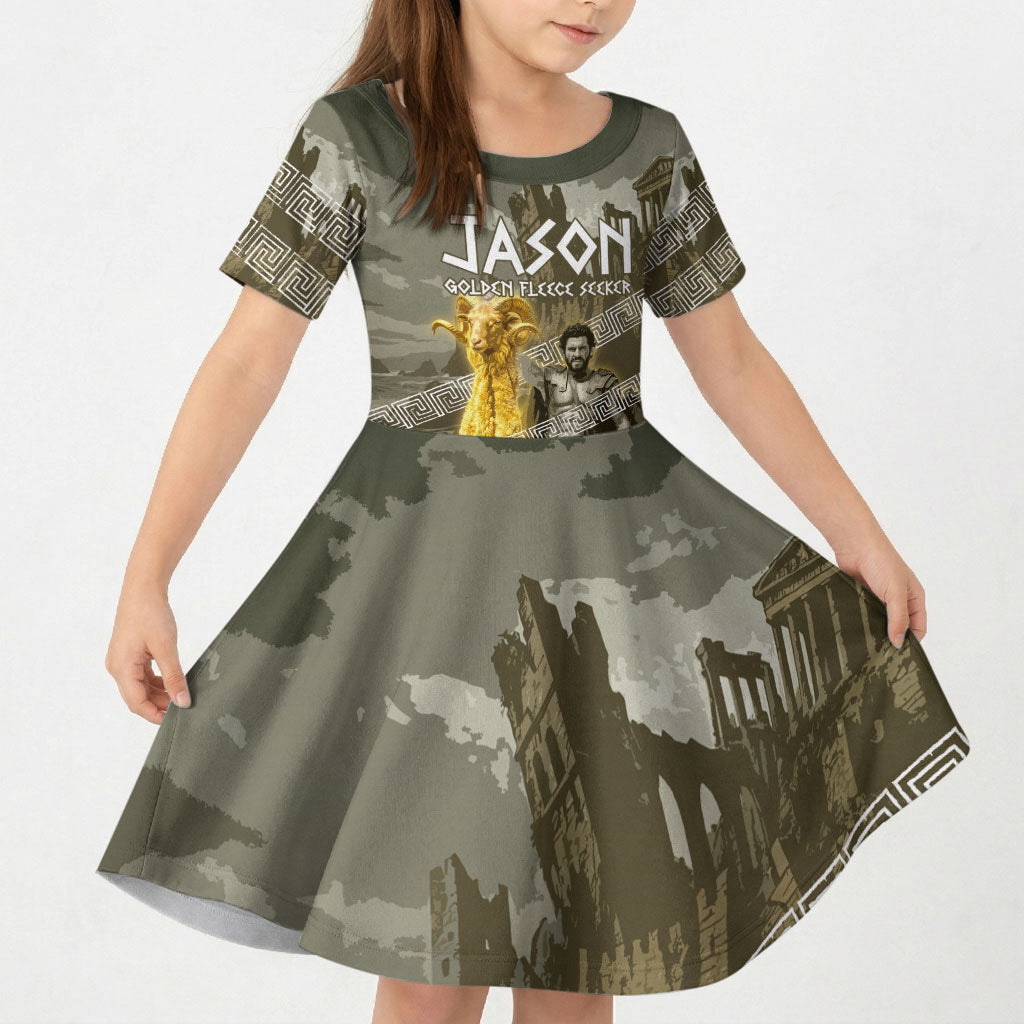 Jason Golden Fleece Seeker Kid Short Sleeve Dress Ancient Greek Mythology Heroic Warrior Dragon Battle