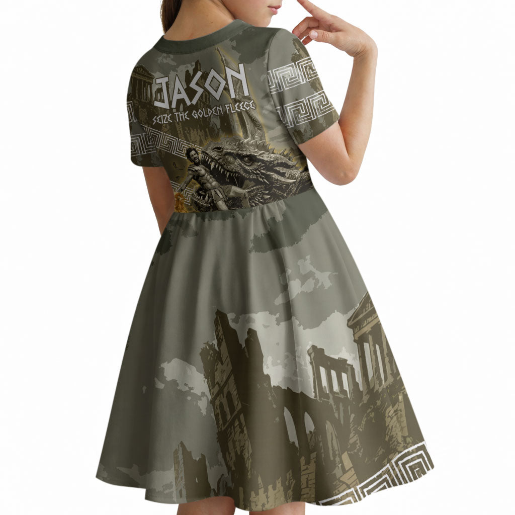 Jason Golden Fleece Seeker Kid Short Sleeve Dress Ancient Greek Mythology Heroic Warrior Dragon Battle