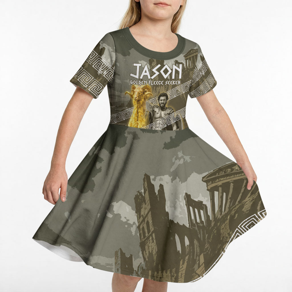 Jason Golden Fleece Seeker Kid Short Sleeve Dress Ancient Greek Mythology Heroic Warrior Dragon Battle
