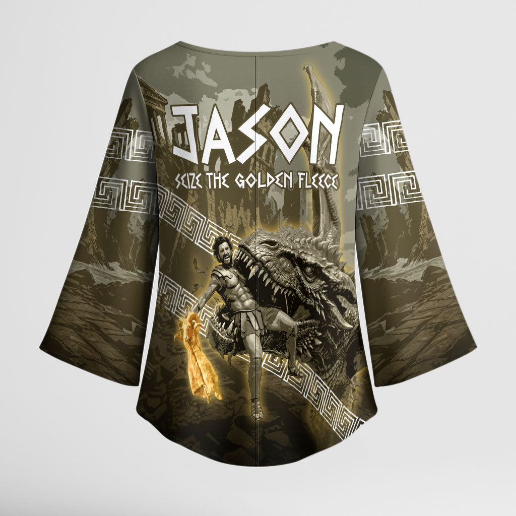 Jason Golden Fleece Seeker Kimono Sleeve Blouse Ancient Greek Mythology Heroic Warrior Dragon Battle