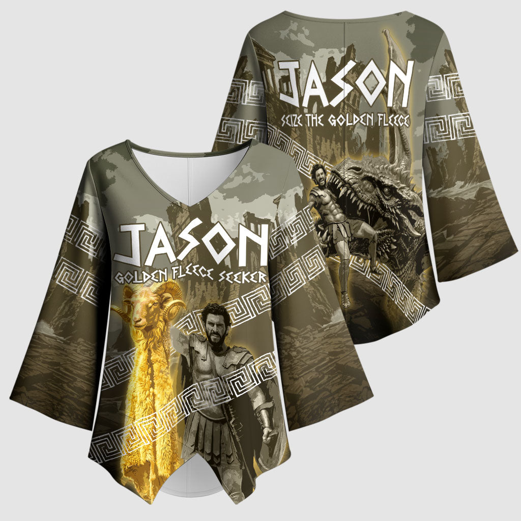 Jason Golden Fleece Seeker Kimono Sleeve Blouse Ancient Greek Mythology Heroic Warrior Dragon Battle