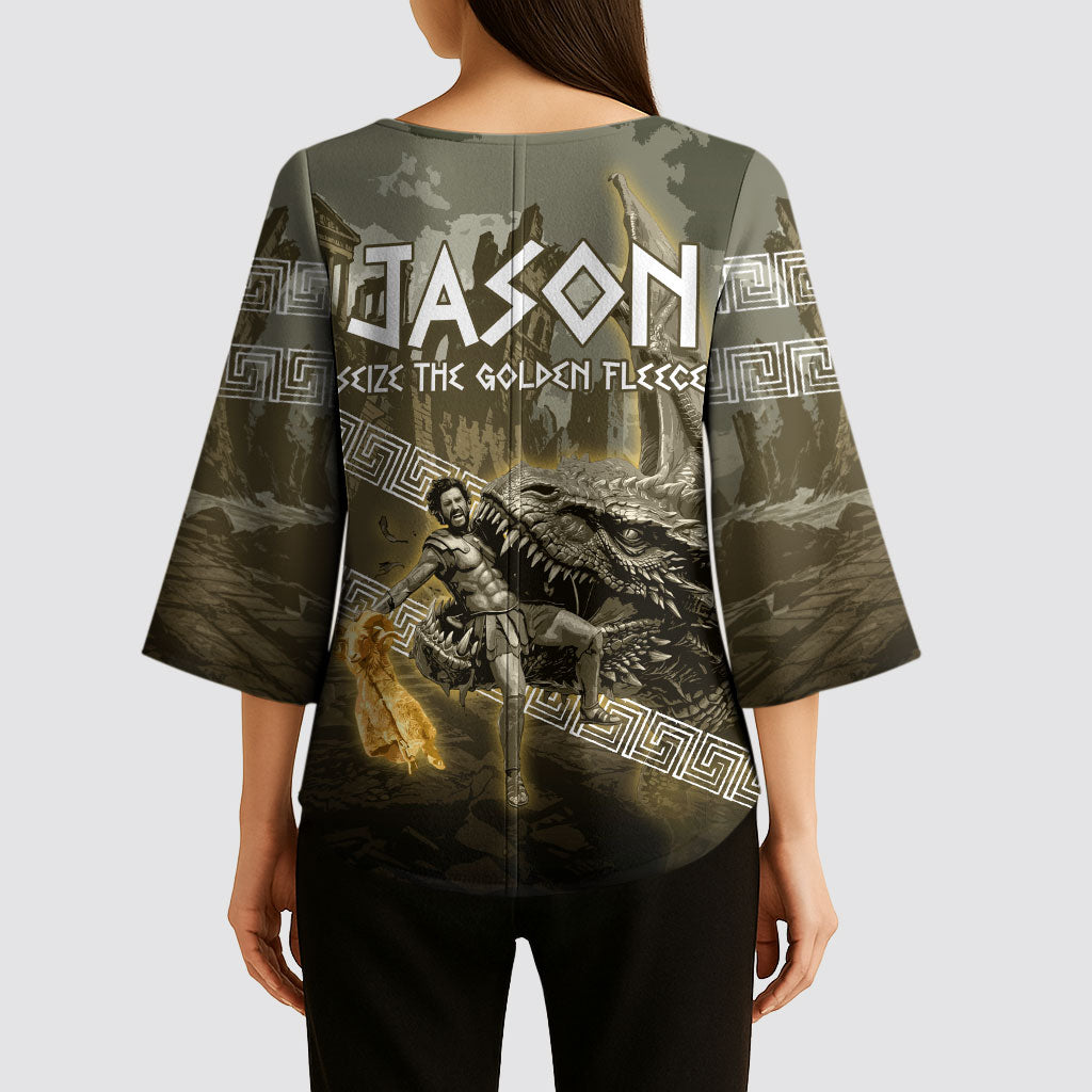 Jason Golden Fleece Seeker Kimono Sleeve Blouse Ancient Greek Mythology Heroic Warrior Dragon Battle
