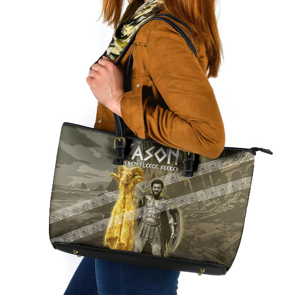 Jason Golden Fleece Seeker Leather Tote Bag Ancient Greek Mythology Heroic Warrior Dragon Battle