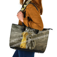 Jason Golden Fleece Seeker Leather Tote Bag Ancient Greek Mythology Heroic Warrior Dragon Battle