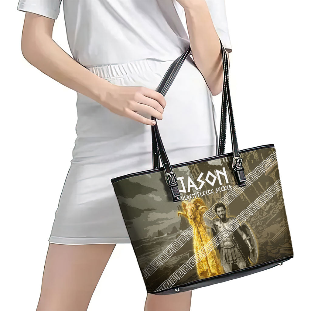 Jason Golden Fleece Seeker Leather Tote Bag Ancient Greek Mythology Heroic Warrior Dragon Battle