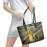 Jason Golden Fleece Seeker Leather Tote Bag Ancient Greek Mythology Heroic Warrior Dragon Battle
